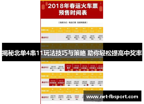揭秘北单4串11玩法技巧与策略 助你轻松提高中奖率